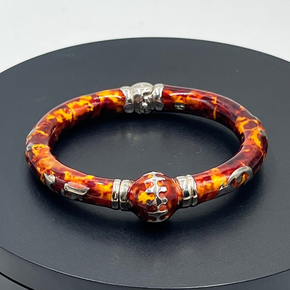 Milor‎ Italy 925 Sterling Tortoise
Shell Enamel X Cross Hinged Bangle
Bracelet
